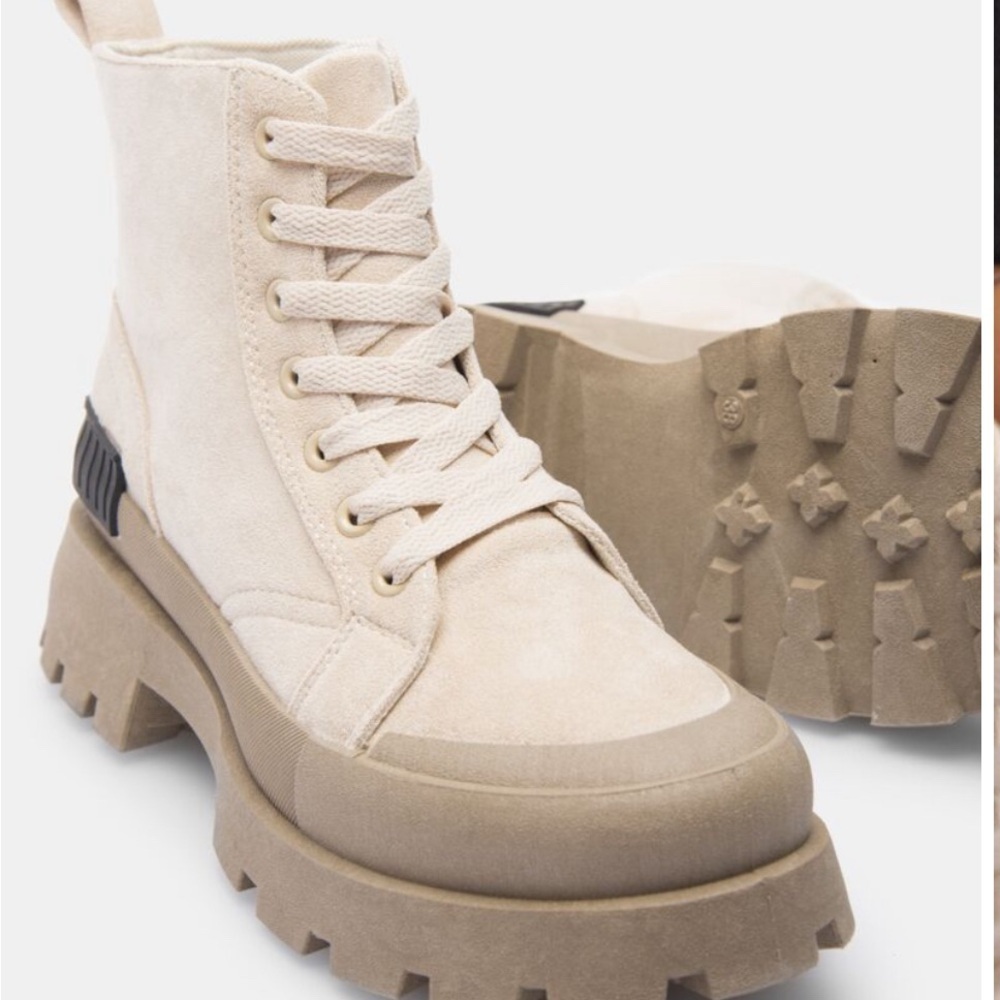 ZARA low heel lace up fabric ankle boot - Picture 6 of 9
